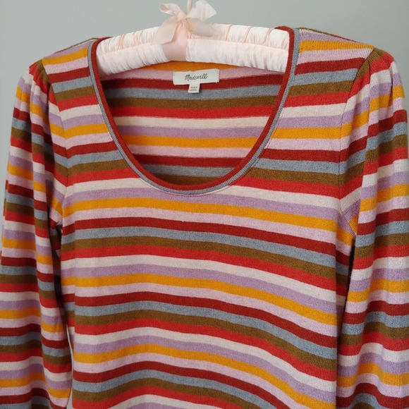 Madewell Stripe Puff Sleeve Scoop Sweater XXS NWOT - Picture 7 of 16